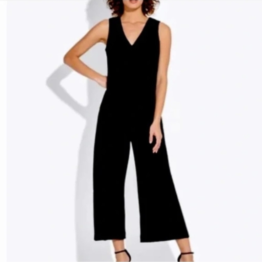 AYR Classic Black Ribbed  Cropped Jumpsuit Size S